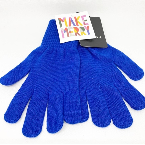 TROUVÉ WINTER GLOVES RIBBED CUFF BLUE NWT - Picture 1 of 5